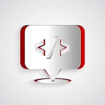Paper cut Web design and front end development icon isolated on grey background Stock Illustration