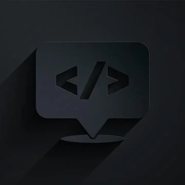 Paper cut Web design and front end development icon isolated on black background Stock Illustration