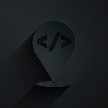 Paper cut Web design and front end development icon isolated on black background Stock Illustration