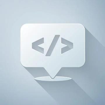 Paper cut Web design and front end development icon isolated on grey background Stock Illustration