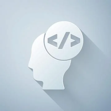 Paper cut Web design and front end development icon isolated on grey background Stock Illustration