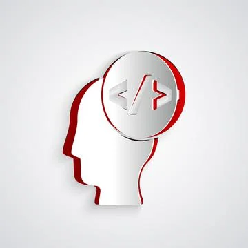 Paper cut Web design and front end development icon isolated on grey background Illustrazione stock