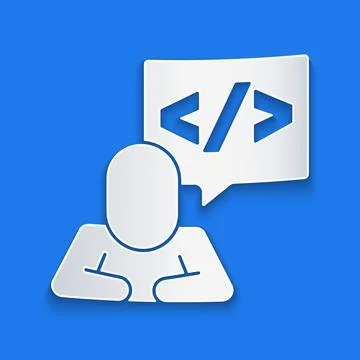 Paper cut Web design and front end development icon isolated on blue background イラスト素材