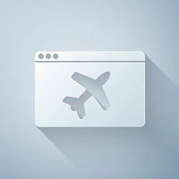 Paper cut Website template icon isolated on grey background. Internet 库存插图