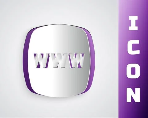 Paper cut Website template icon isolated on grey background. Internet Stockillustratie