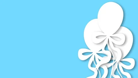 Paper Cut White Balloons Background For Happy Boss Day Celebration Graphic .. Stock Footage 345872925