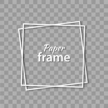 Paper cut white frame with realistic shadow. Two inclined square frames lie one 库存插图
