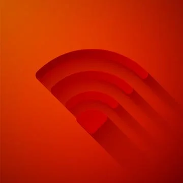 Paper cut Wi-Fi wireless internet network symbol icon isolated on red backgro Stock Illustration
