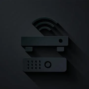 Paper cut Wireless multimedia and TV box receiver and player with remote Stock-Illustration