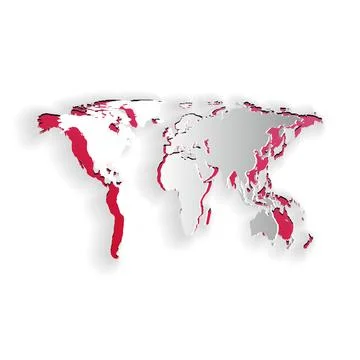 Paper cut World map icon isolated on white background. Paper art style. Vector イラスト素材