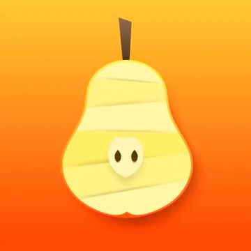Paper cut yellow pear. Vector illustration. Paper art style apple. Origami co Stock Illustration