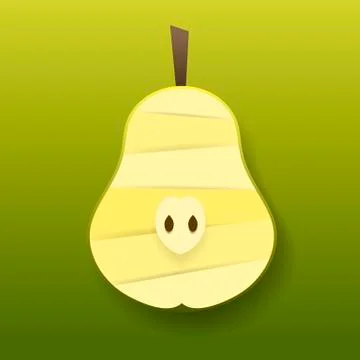 Paper cut yellow pear. Vector illustration. Paper art style apple. Origami co Stock Illustration
