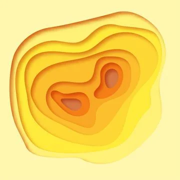 Paper cut yellow square background. Colorful 3D desert trendy paper carved sh Stock Illustration