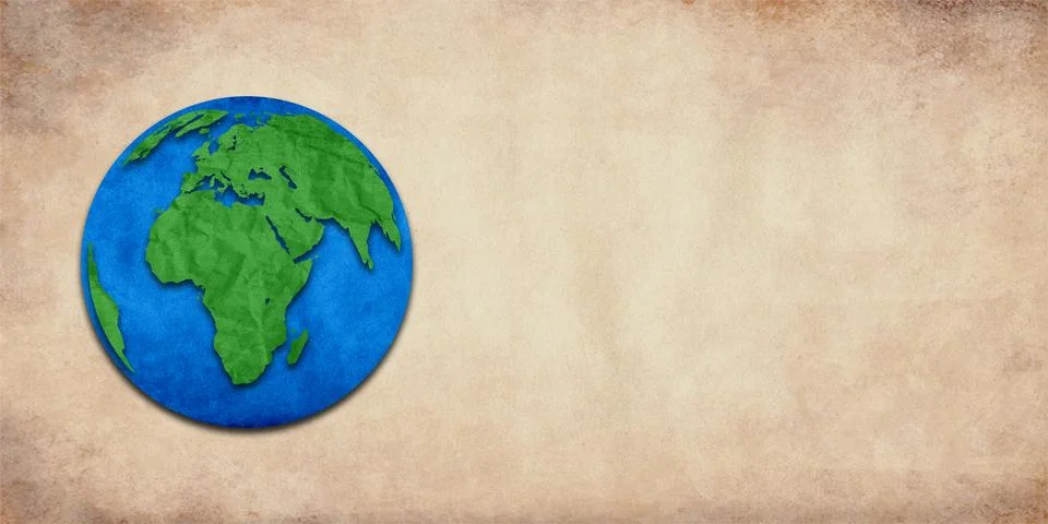 Paper cutout of globe. Creative concept of the world map created by old pap.. Stock Illustration