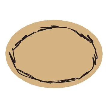 Paper cutout oval with retro crayon border, rough ellipse frame for collage. Stock Illustration