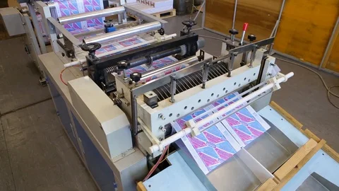 Paper cuts automatic machine Stock Footage