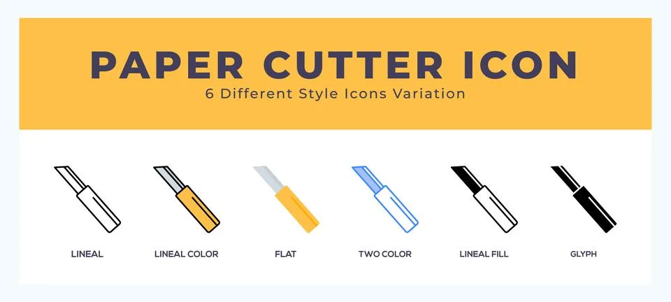 Paper cutter icon in filled. thin line. outline stroke and flat style. Stock Illustration