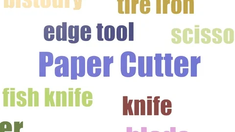 Paper Cutter Word Cloud Animated Isolated On White Video stock 99620861