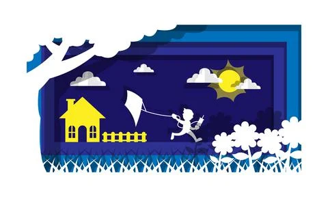 Paper cutting art design of spring 스톡 일러스트