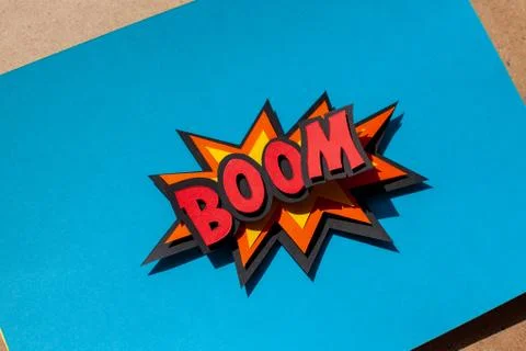 Paper cutting comic speech bubble. Stock Photos