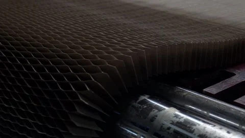 Paper cutting machine for making honeycomb Stock Footage 255496705