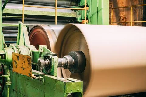 Paper Cutting Machine At Paper Mill. Detail Stock Photos