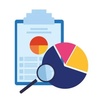 Paper with data chart on table Illustrazione stock