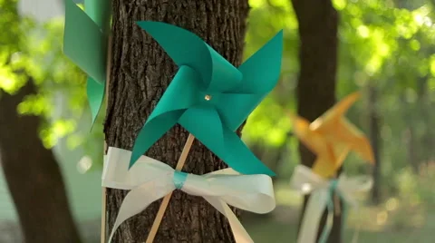 Paper decoration on the tree Stock Footage 43130825