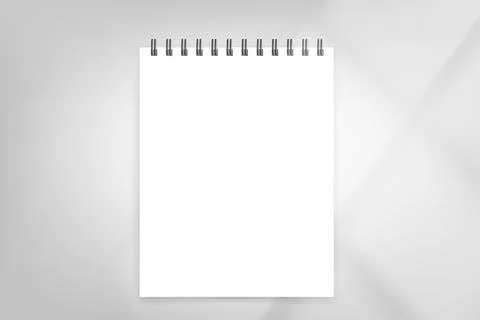 Paper diary on bright background with window light. 3d vector mockup Stock-Illustration