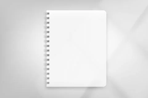 Paper diary on bright background with window light. 3d vector mockup Stock Illustration