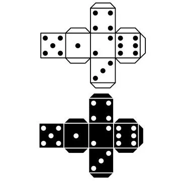 Paper dice template. Game dice template model sign. Cubes for gambling pape.. Stock Illustration