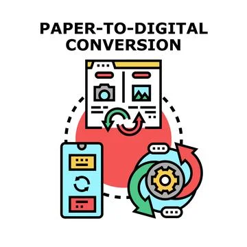 Paper to digital conversion concept illustration Stock Illustration