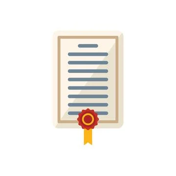Paper diploma icon flat vector. Book final Stock Illustration