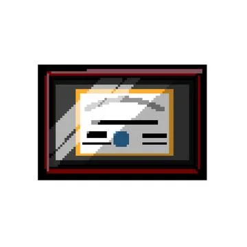 Paper diploma pixel art vector illustration Stock Illustration