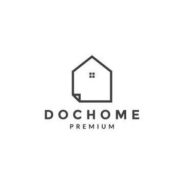 Paper doc file with home simple logo symbol icon vector graphic design illu.. Illustrazione stock