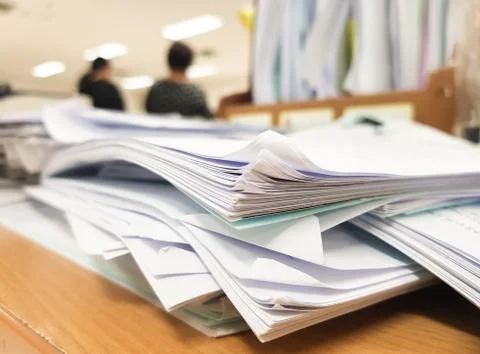 Paper Document and paper sheet in the desk,office design concept background. Stock Photos