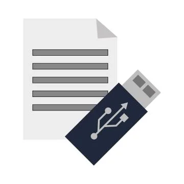 Paper document and usb drive  icon Stock Illustration