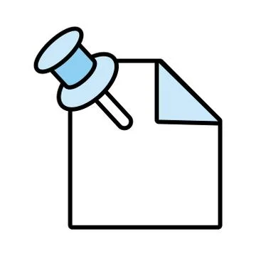 Paper document with attach pin line and fill style icon Stock Illustration