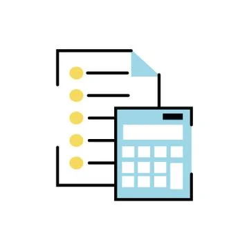 Paper document with calculator math Stock Illustration