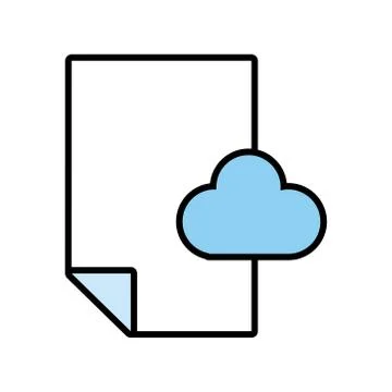 Paper document with cloud computing line and fill style icon Ilustração Stock