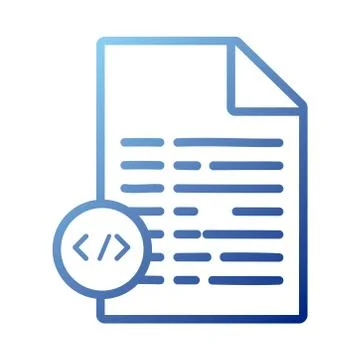 Paper document with code gradient style icon Illustration