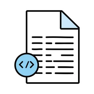 Paper document with code line and fill style icon Illustration