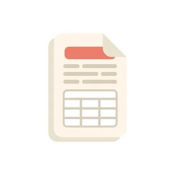 Paper document containing spreadsheet data and text representing business report Stock Illustration