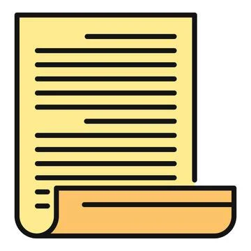 Paper document displaying text lines and curled edge Stock Illustration