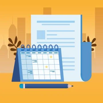 Paper document file with calendar Illustrazione stock