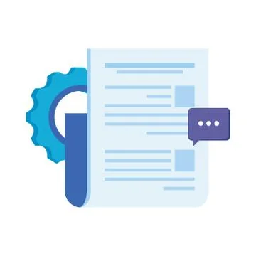 Paper document file with gears machine Illustrazione stock
