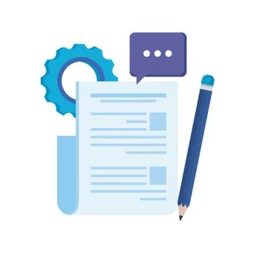Paper document file with gears machine Stockillustratie
