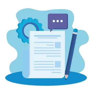 Paper document file with gears machine Illustrazione stock