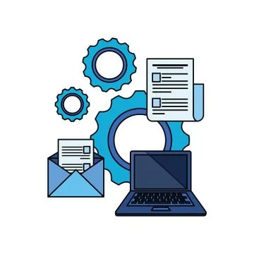 Paper document file with gears machine Stockillustratie