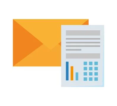 Paper document financial with envelope Illustrazione stock